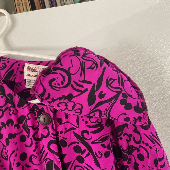 VTG Maggy London by Jeannene Booher Dress size 6 Purple with Black Floral Leaves - Picture 8 of 8